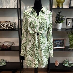 Fashion Nova Green and White Floral Dress